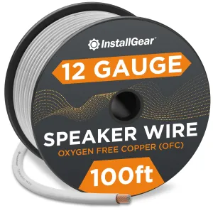 12 Gauge Awg Speaker Wire Cable (100ft - White)  White Speaker Cable