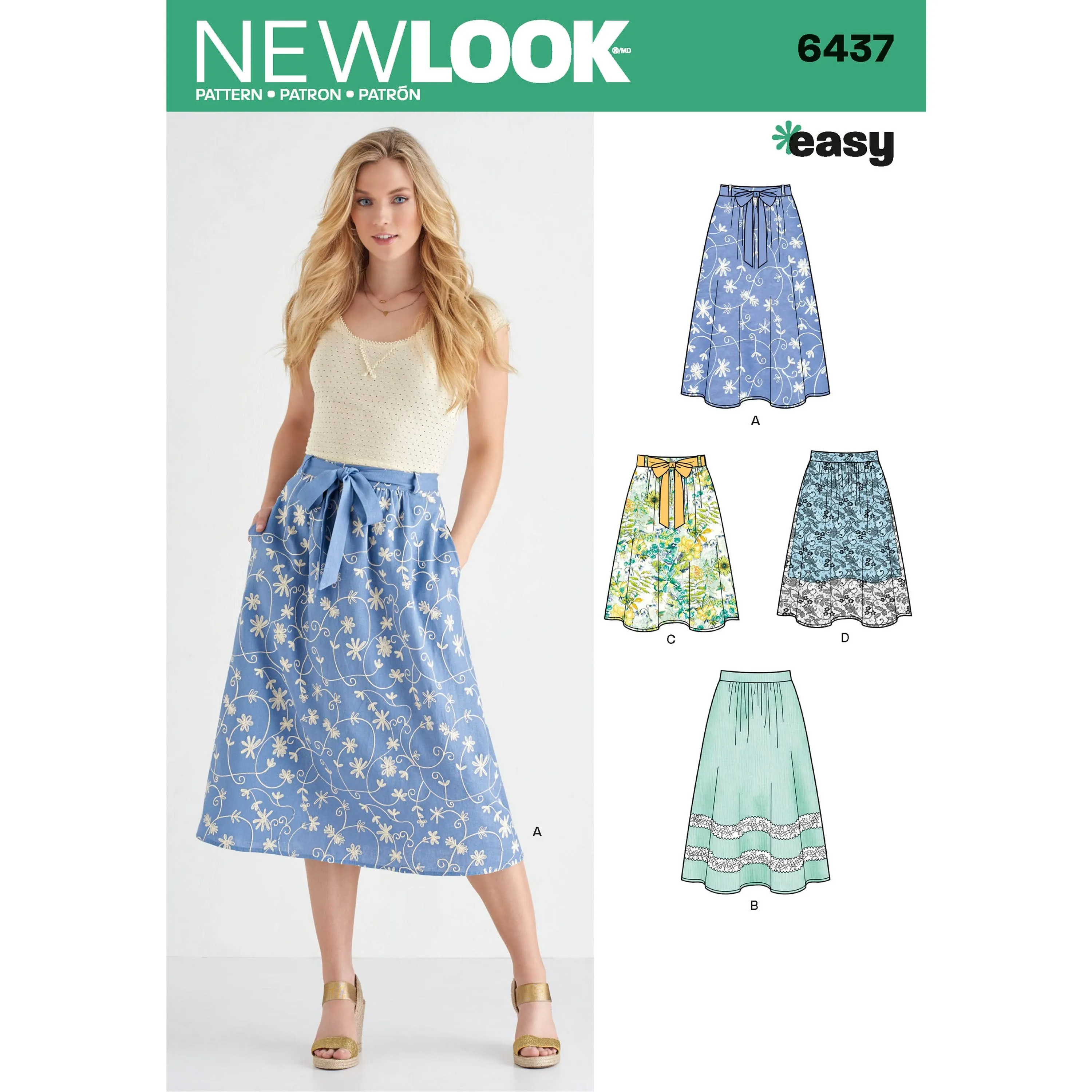 6437 Misses' Skirt in Two Lengths with Fabric Variations