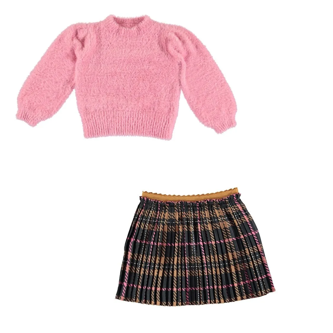 ABEL & LULA - Bubblegum Pleated Skirt & Jumper Set - Pink