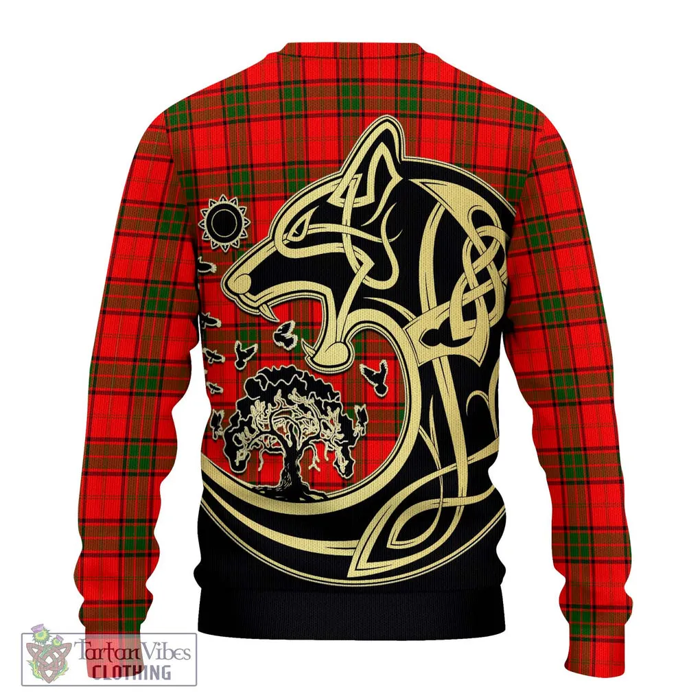 Adair Tartan Ugly Sweater with Family Crest Celtic Wolf Style