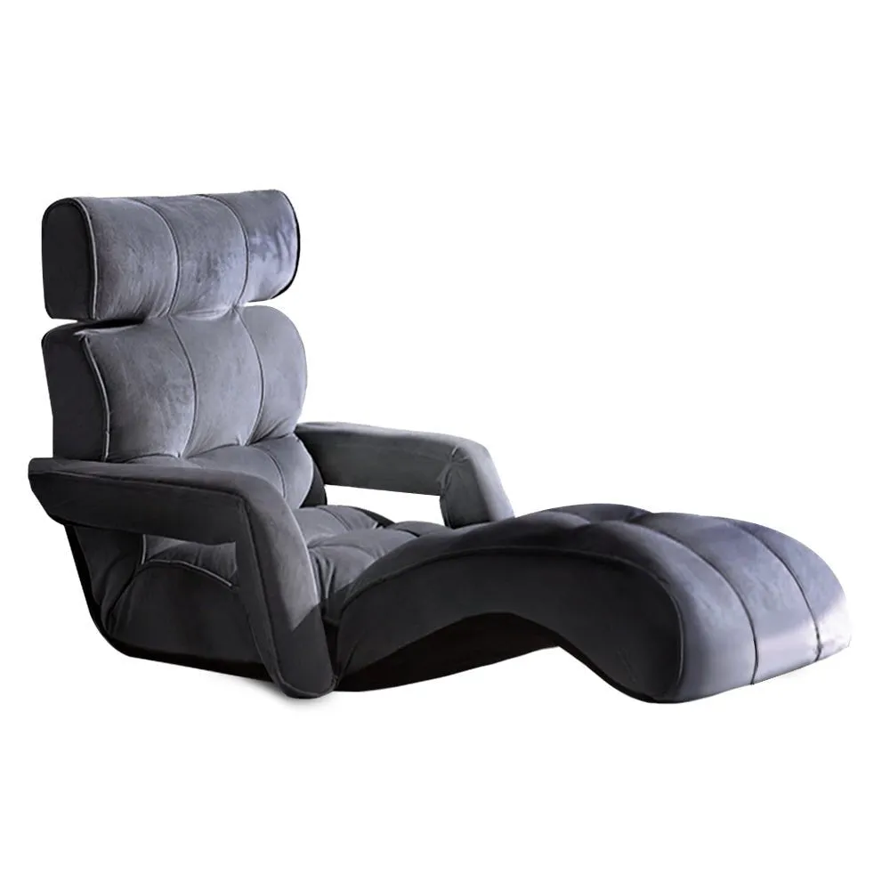 Adjustable Lounger with Arms - Charcoal