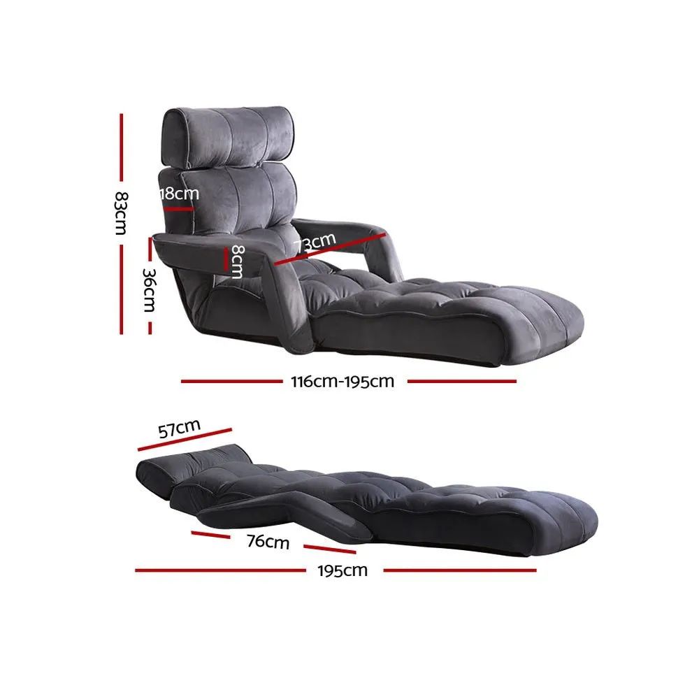 Adjustable Lounger with Arms - Charcoal