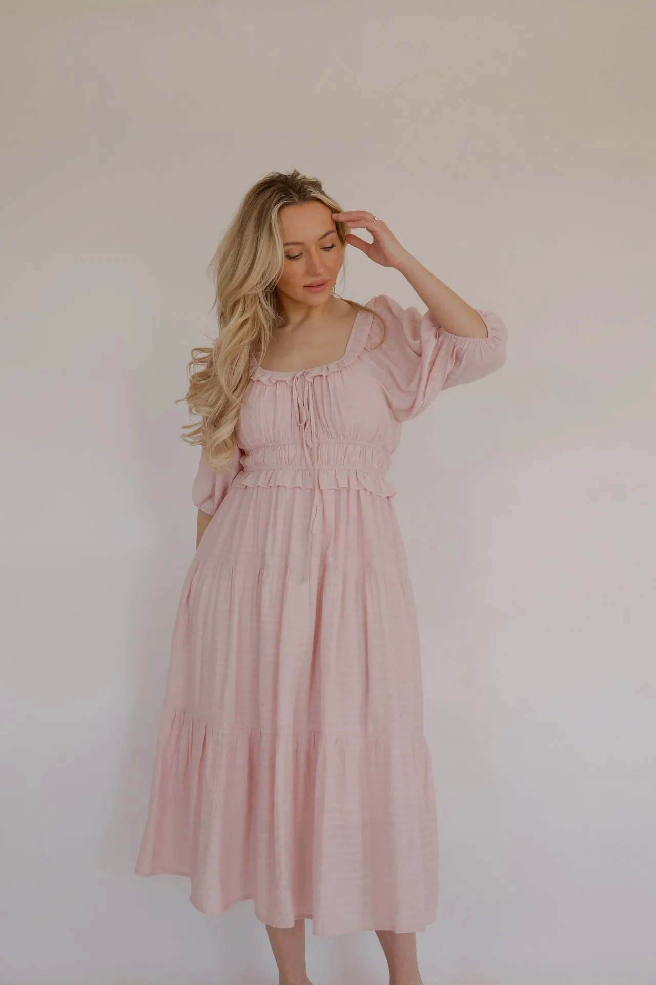 Alina Pink Midi Dress