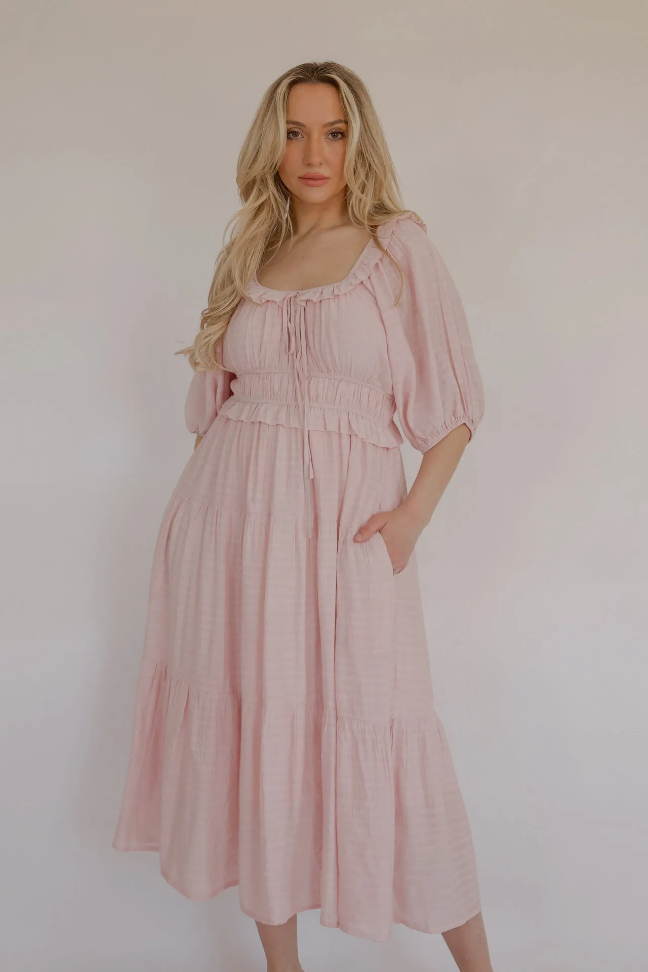 Alina Pink Midi Dress