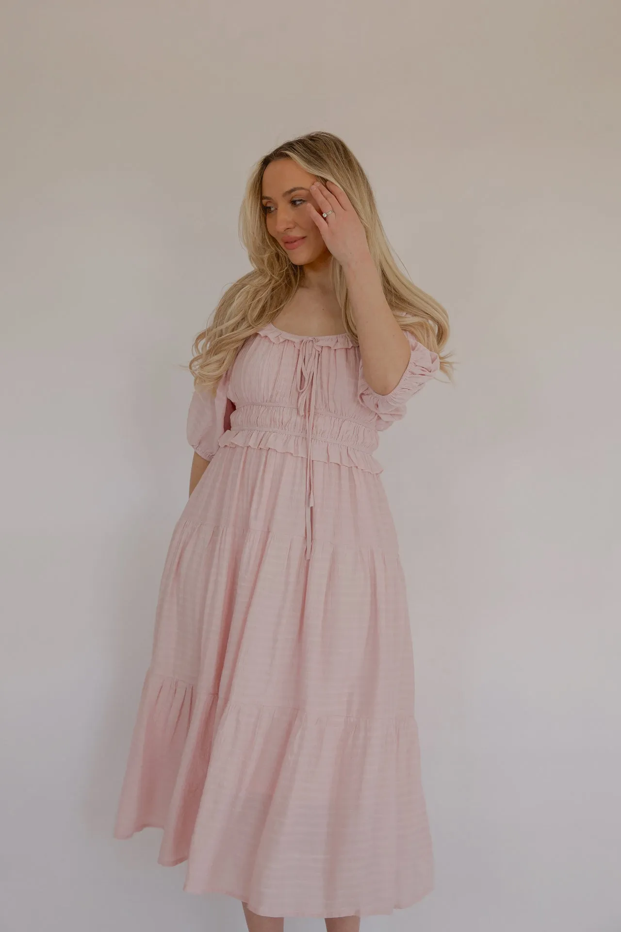 Alina Pink Midi Dress