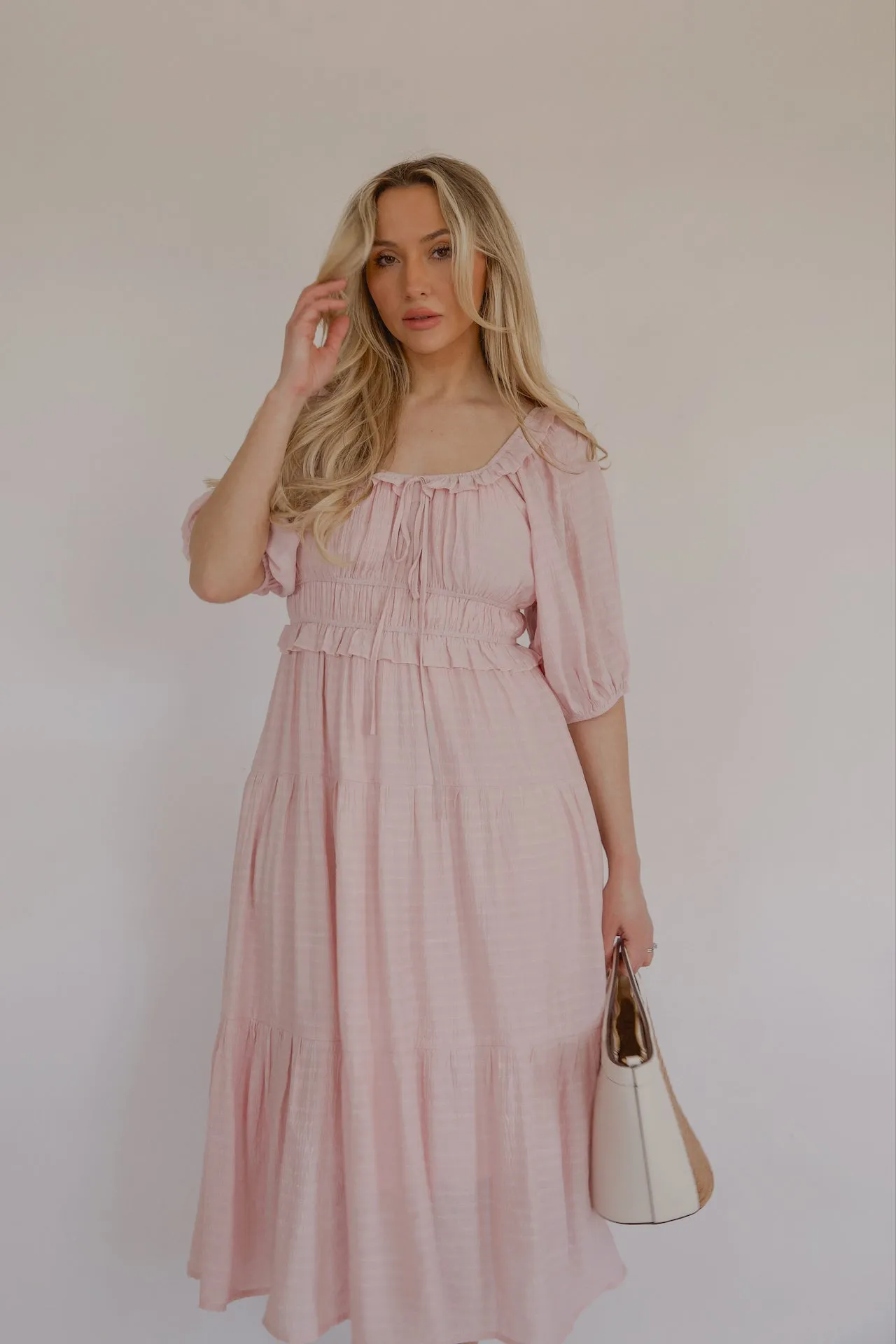 Alina Pink Midi Dress