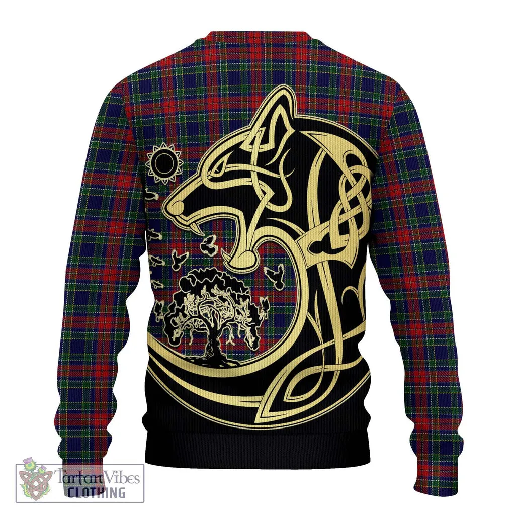 Allison Red Tartan Ugly Sweater with Family Crest Celtic Wolf Style