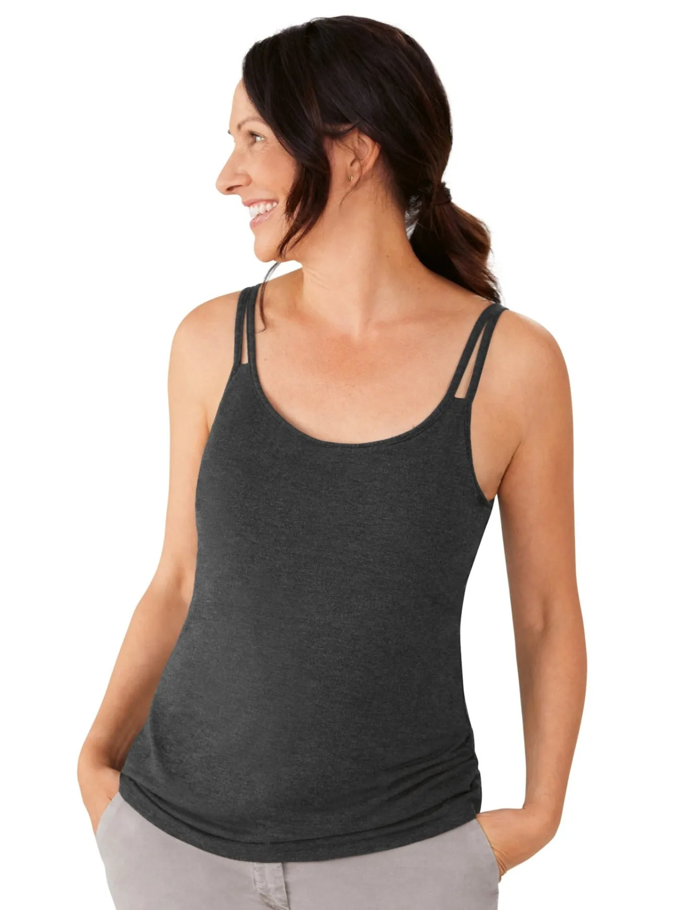 Amoena Valletta Mastectomy Top - Charcoal Melange