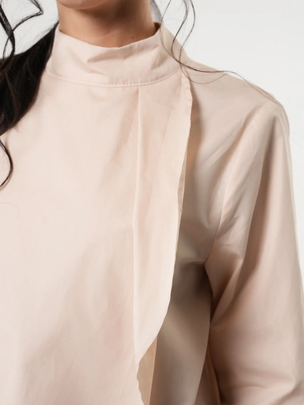 Asymmetric Tunic Shirt In Beige