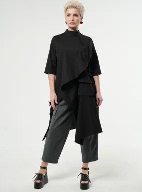 Asymmetric Tunic Shirt In Black