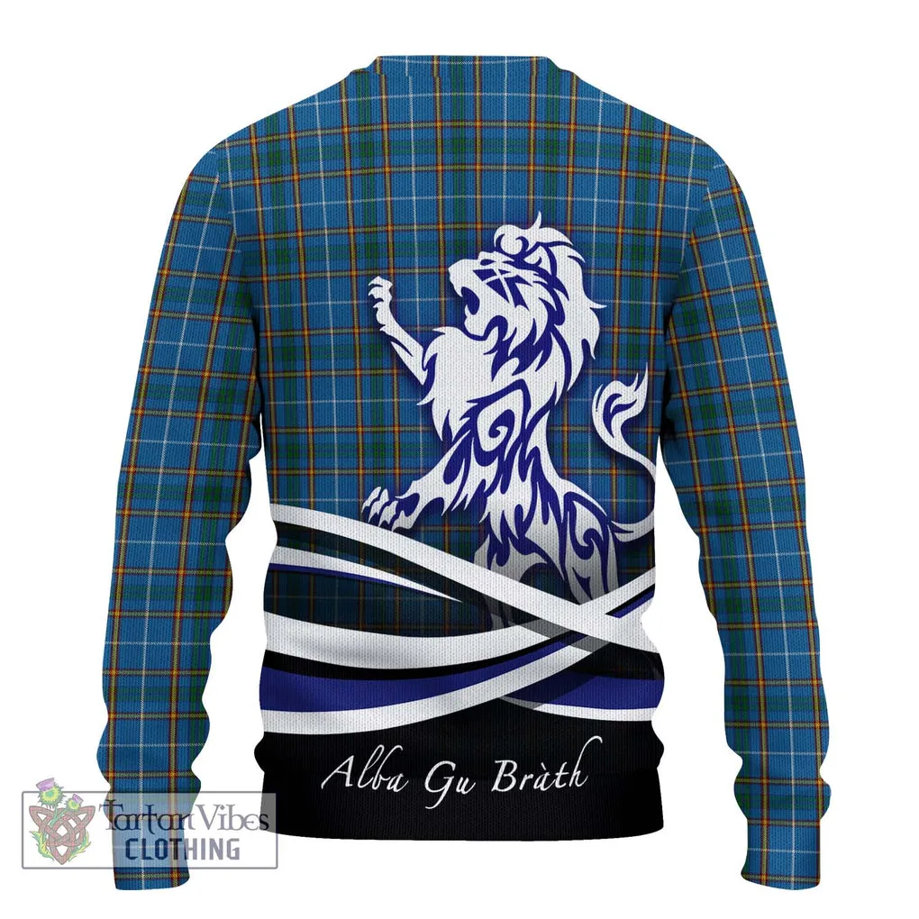 Bain Tartan Ugly Sweater with Alba Gu Brath Regal Lion Emblem