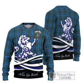 Bain Tartan Ugly Sweater with Alba Gu Brath Regal Lion Emblem