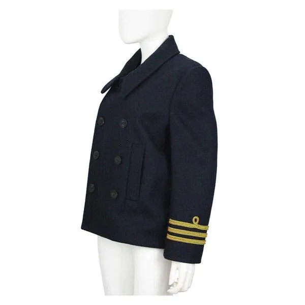 BALENCIAGA Navy Sailor Peacoat with Yellow Rope Trim | Size 40EU