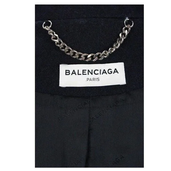 BALENCIAGA Navy Sailor Peacoat with Yellow Rope Trim | Size 40EU