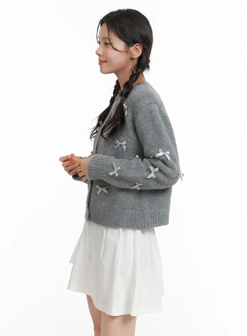 Balletcore Ribbon Button Up Sweater OJ418