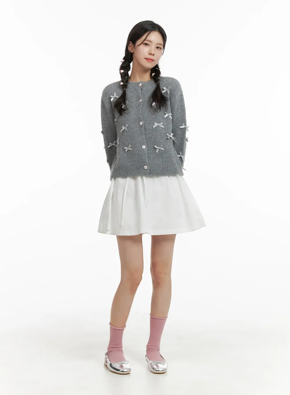 Balletcore Ribbon Button Up Sweater OJ418