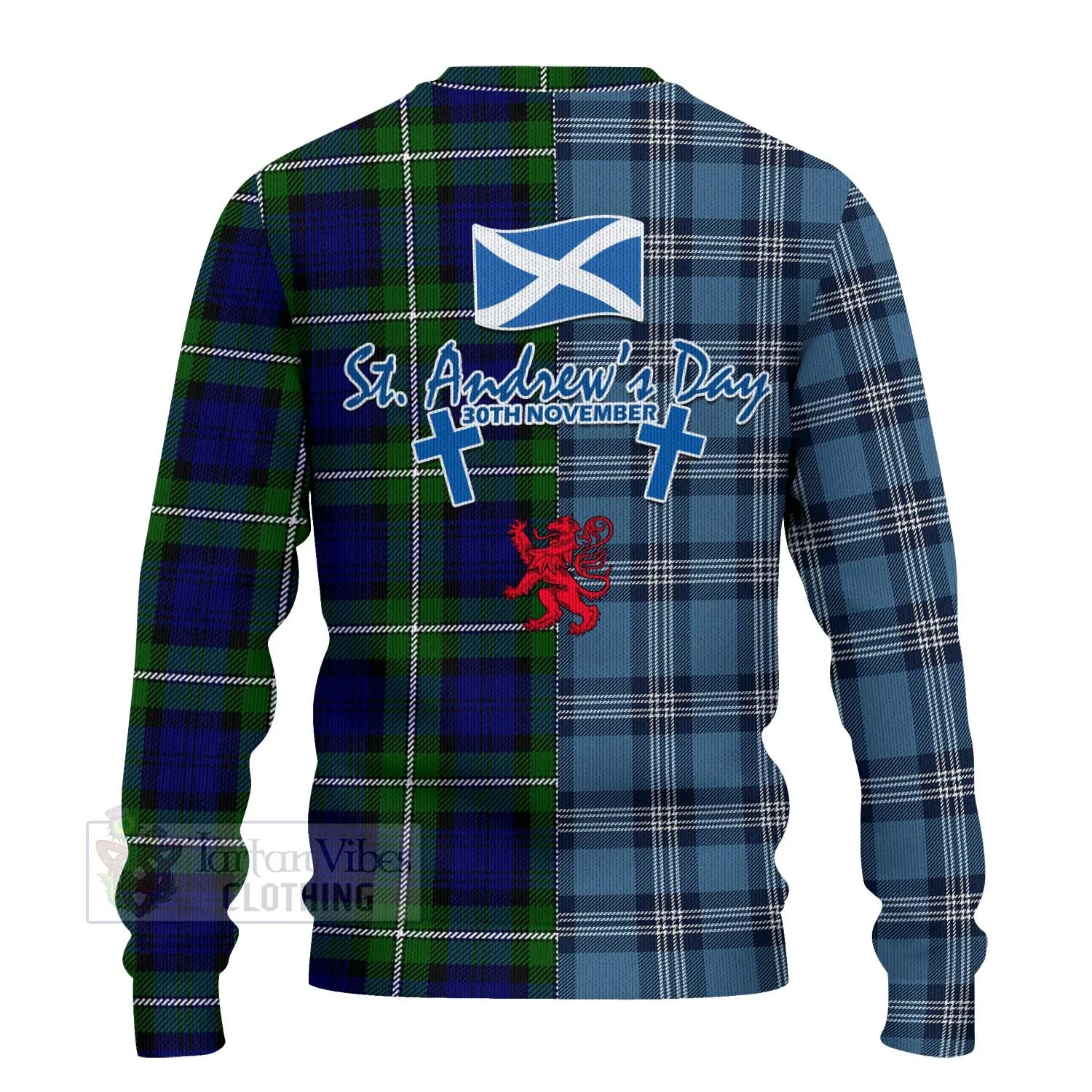 Bannerman Tartan Knitted Sweater Happy St. Andrew's Day Half Tartan Style