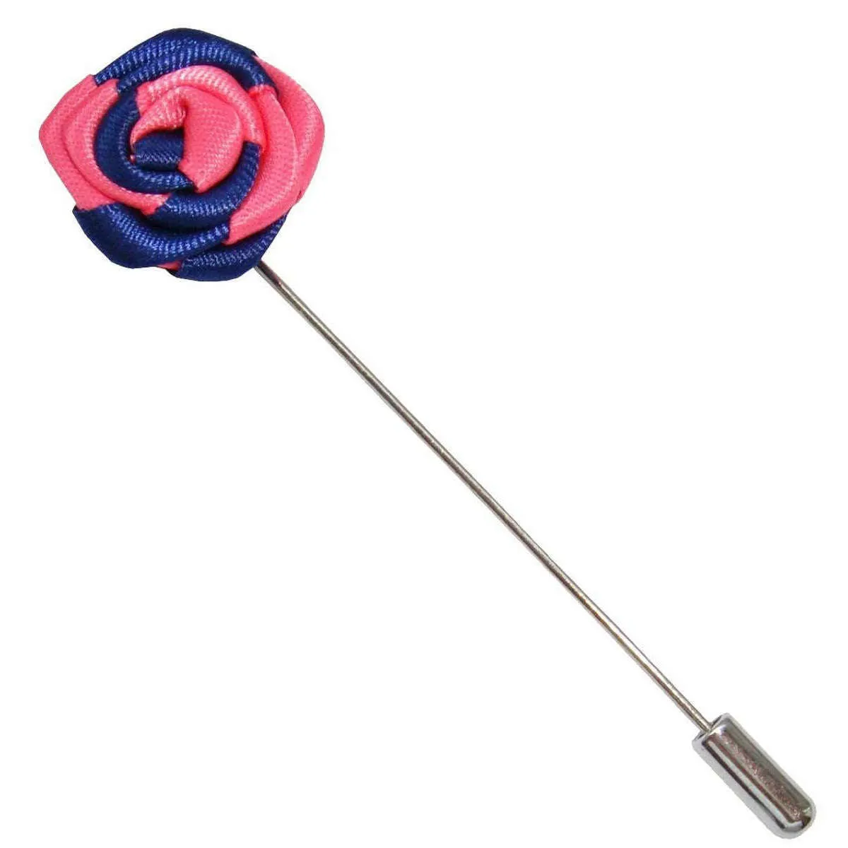 Bassin and Brown Two Colour Rose Jacket Lapel Pin - Navy/Pink