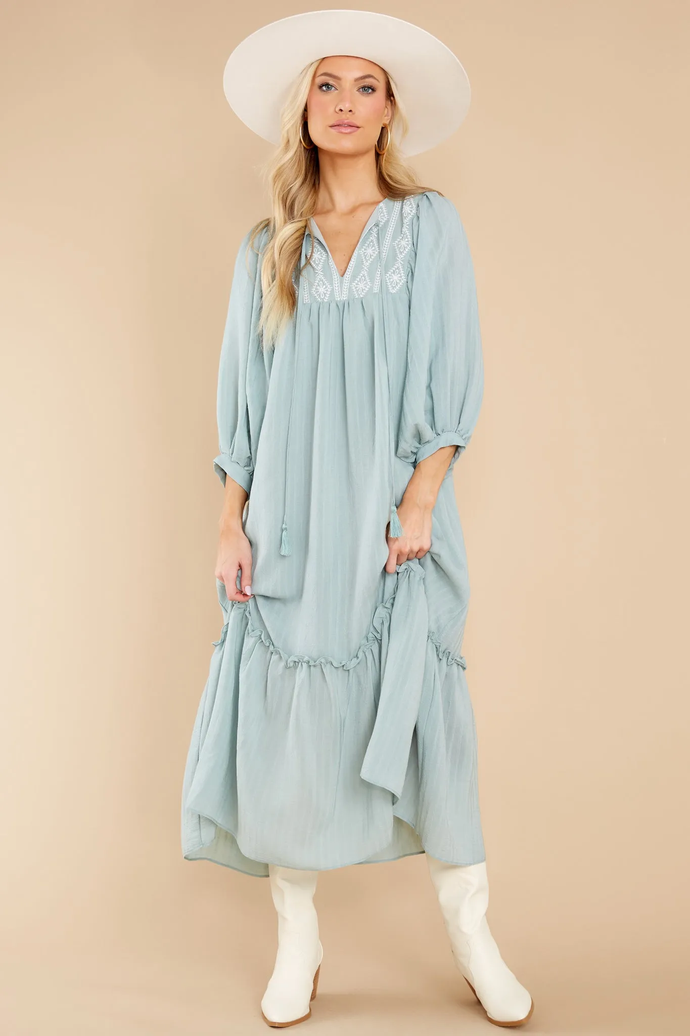 Beautiful Belle Sage Midi Dress