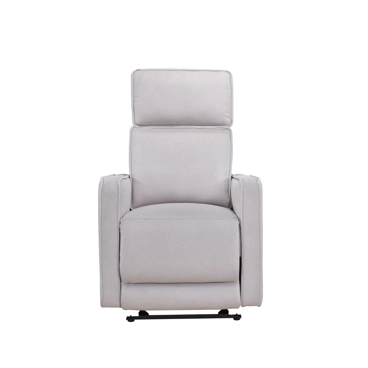 Beige Chenille Glider Recliner with Tab-Pull Latch