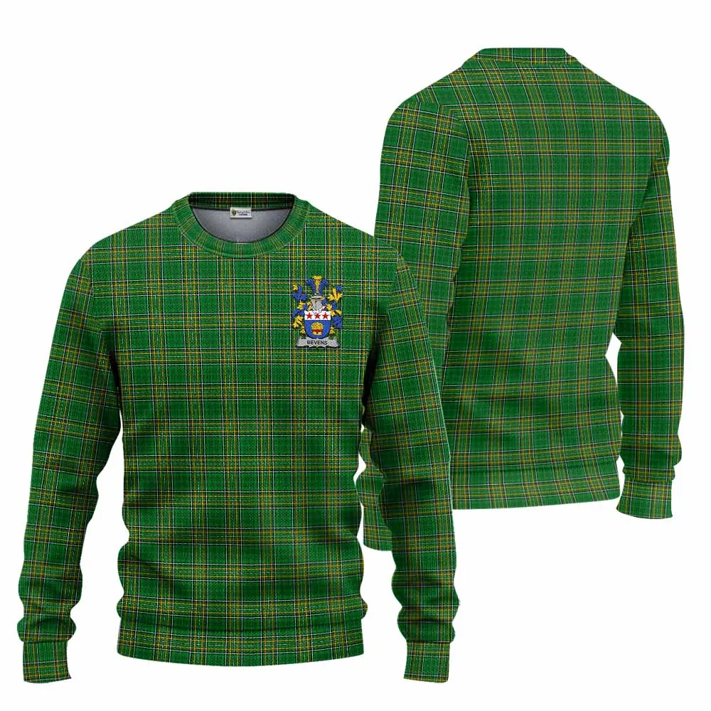 Bevens Irish Clan Tartan Knitted Sweater with Coat of Arms