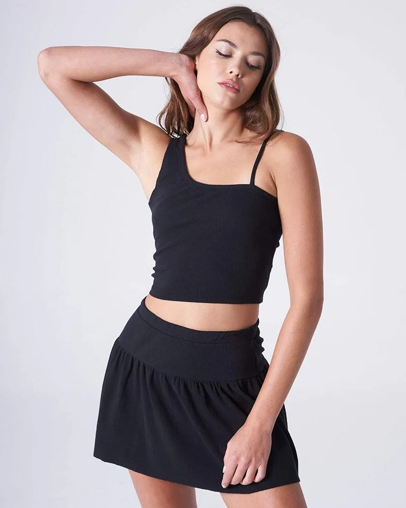 Black Asymmetrical Crop Tank