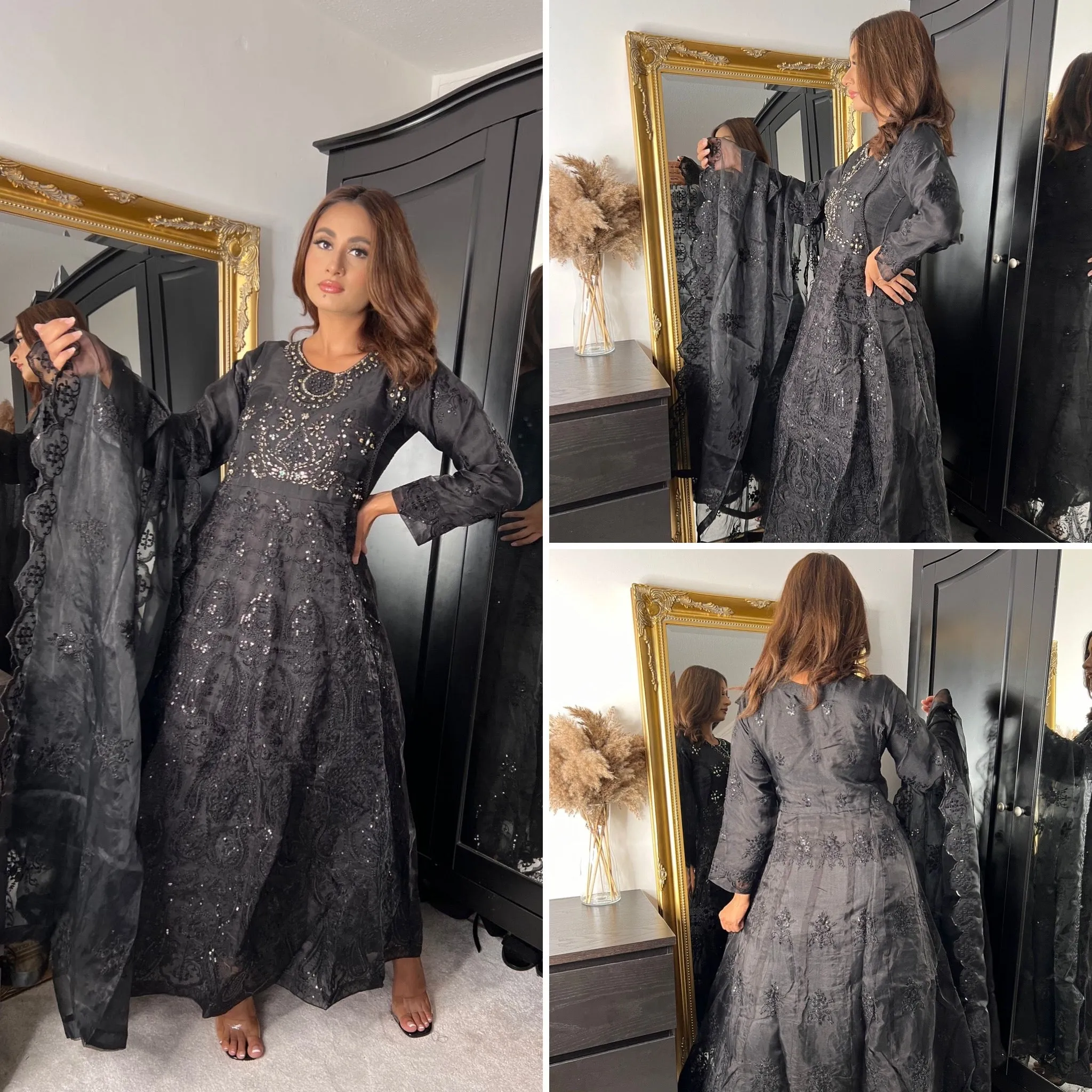 Black Organza Maxi Dress