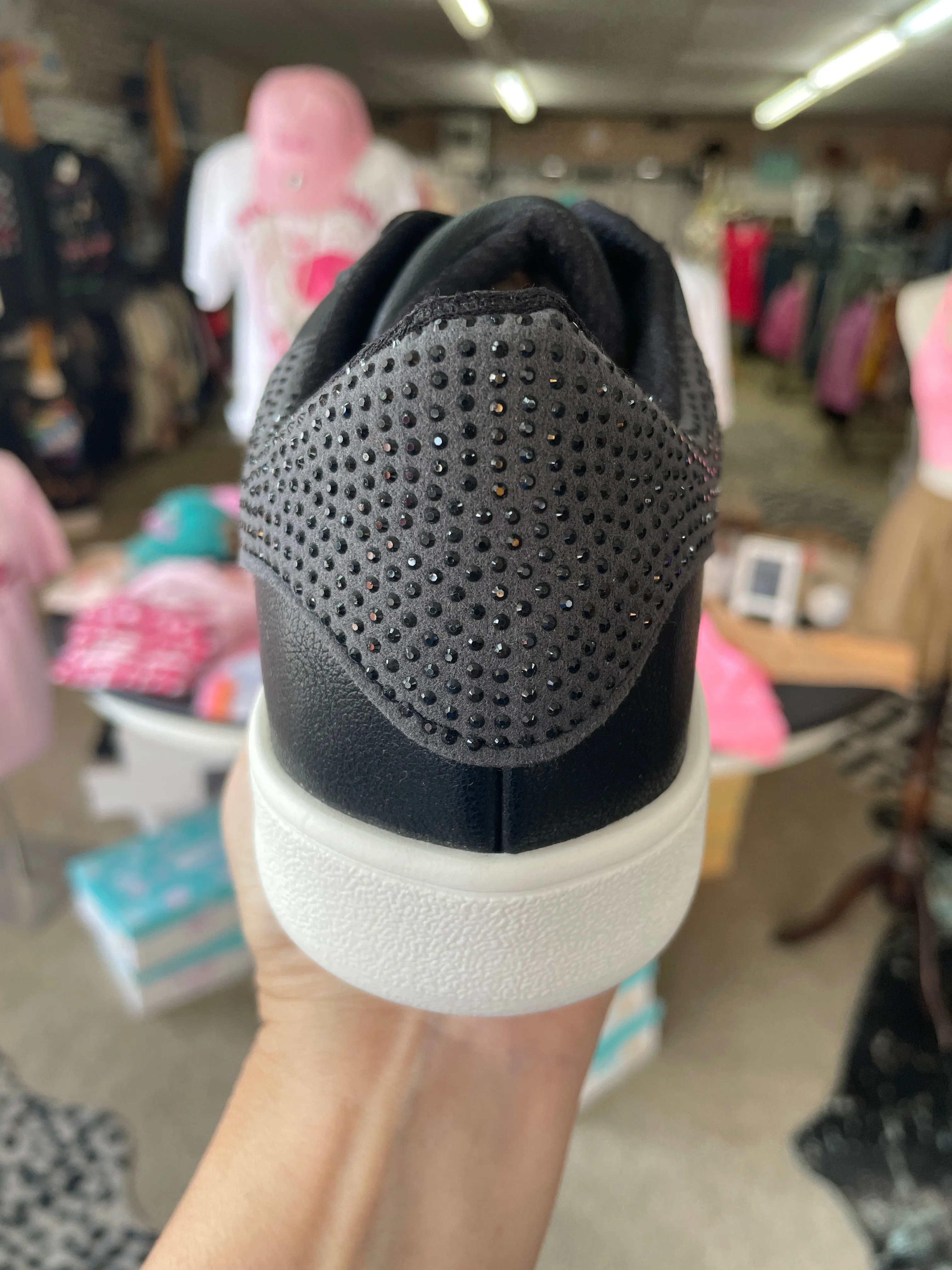 Black Rhinestone Star Sneakers