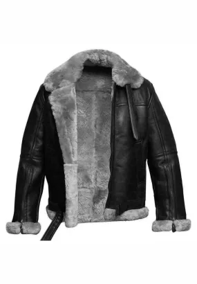 Boehne B3 Black Leather Bomber Jacket