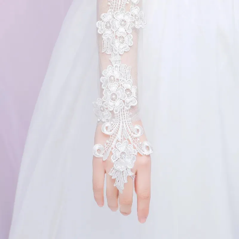 Boho Lace Fingerless Wedding Gloves