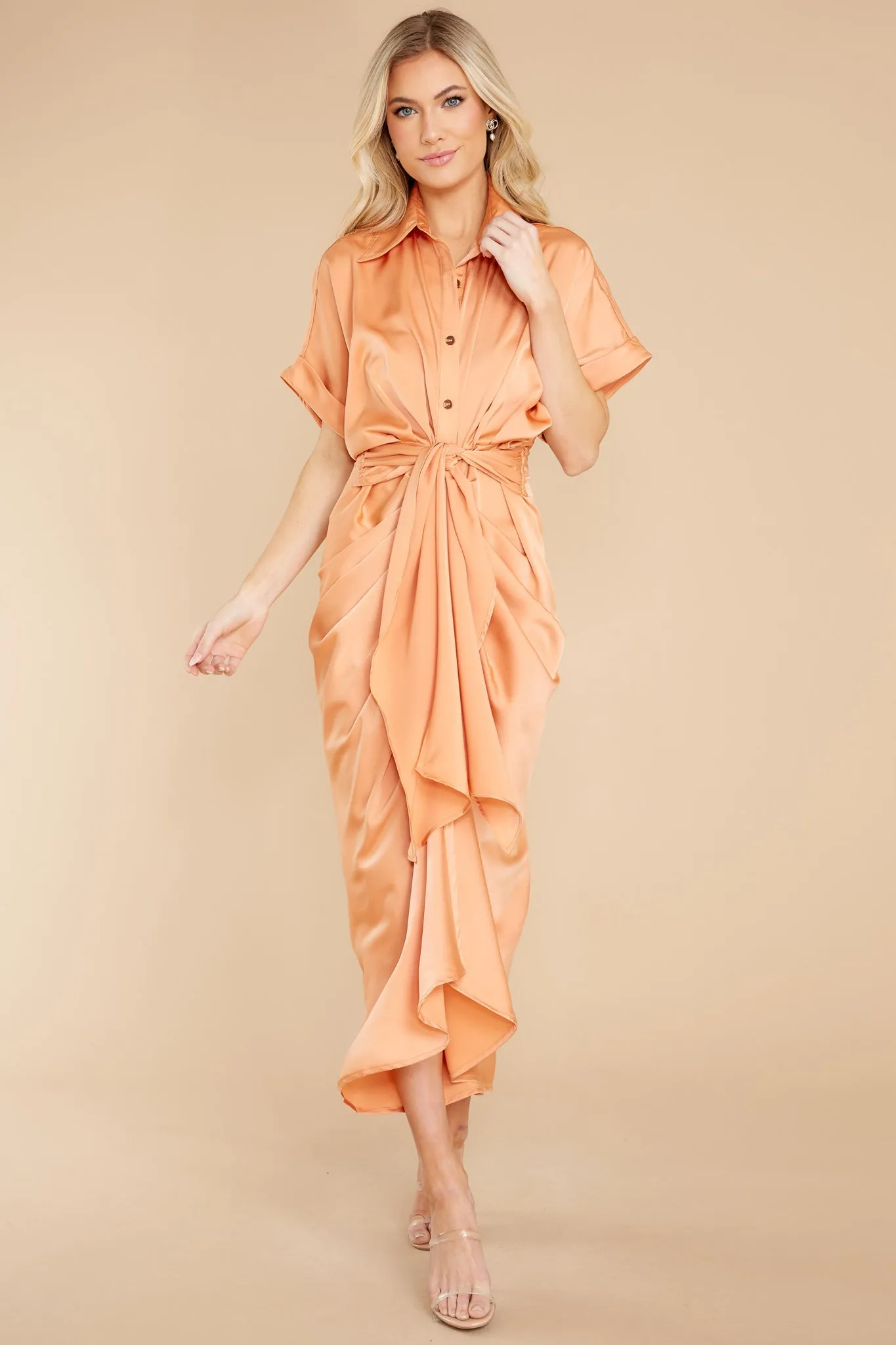 Brunch Date Apricot Maxi Dress