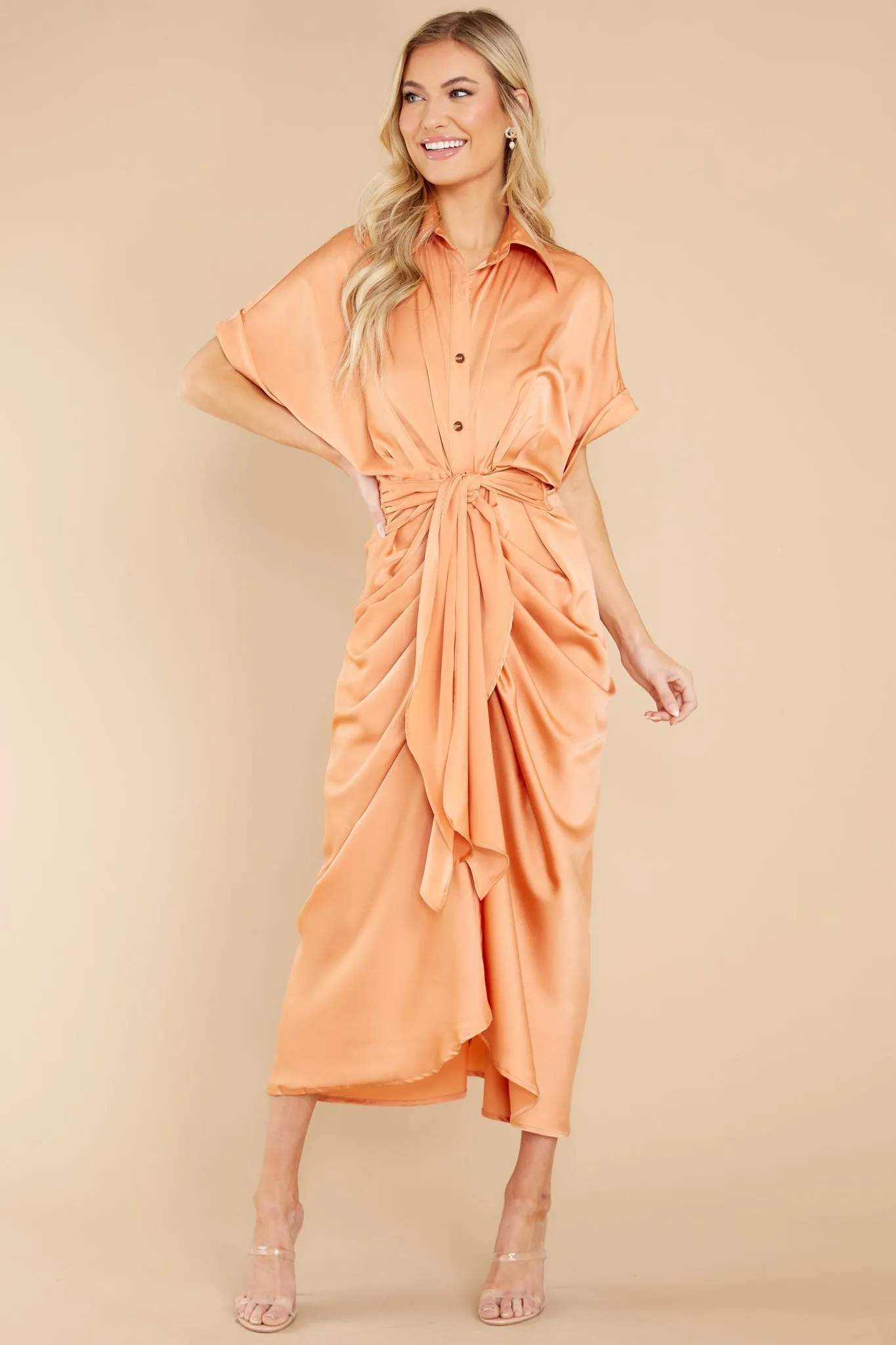 Brunch Date Apricot Maxi Dress