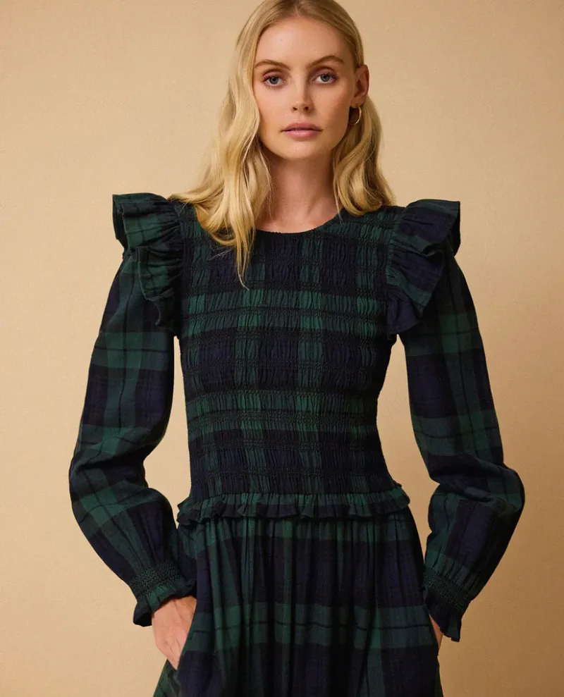 By Iris Freya Green Tartan Dress