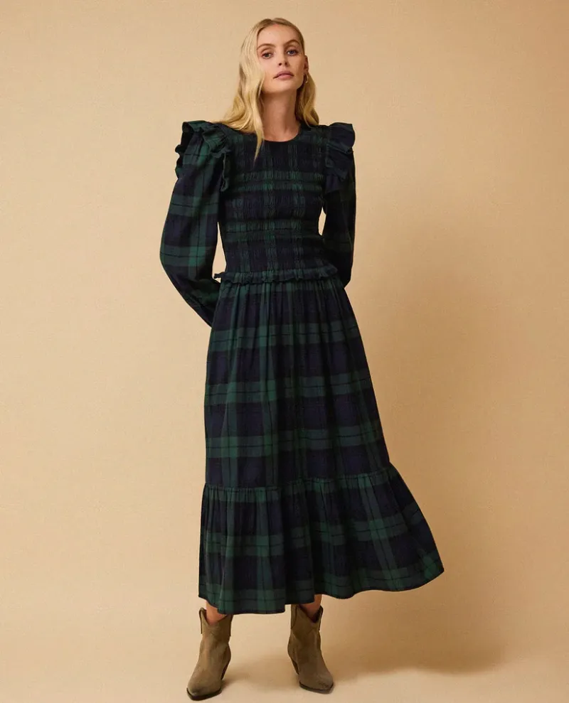 By Iris Freya Green Tartan Dress