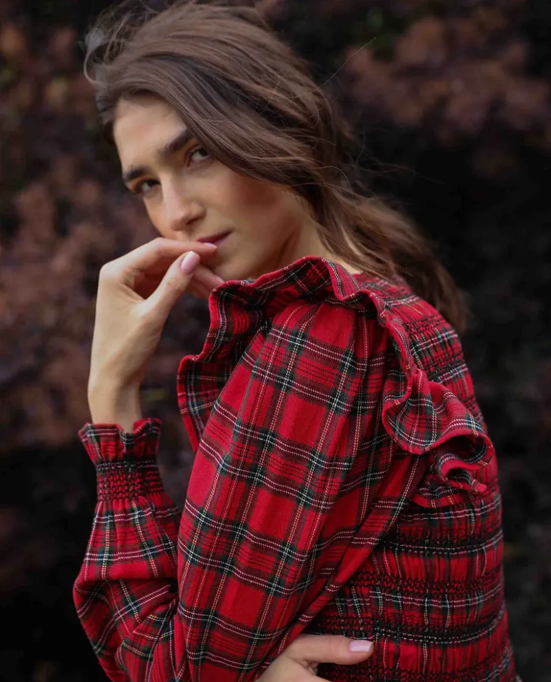 By Iris Freya Red Tartan Dress