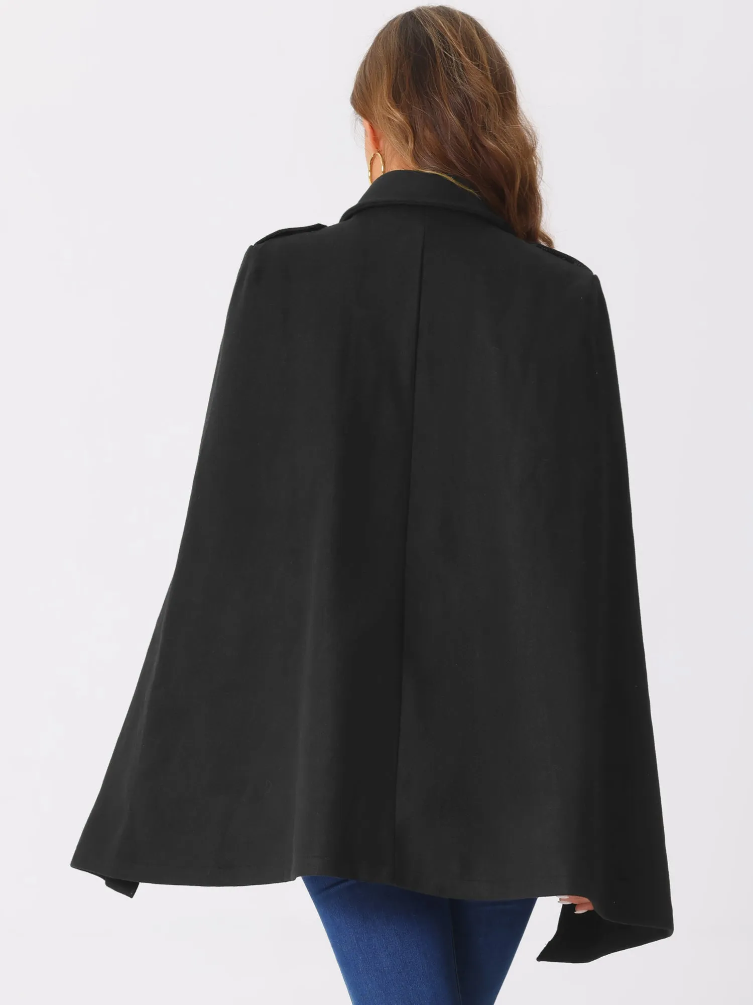 Cape Long Sleeve Double Breasted Cloak Coat