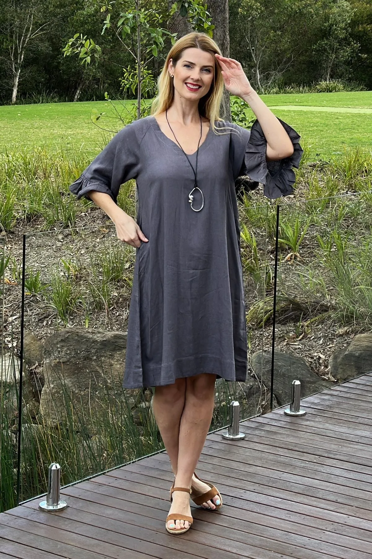 Charcoal Shift Tunic Dress