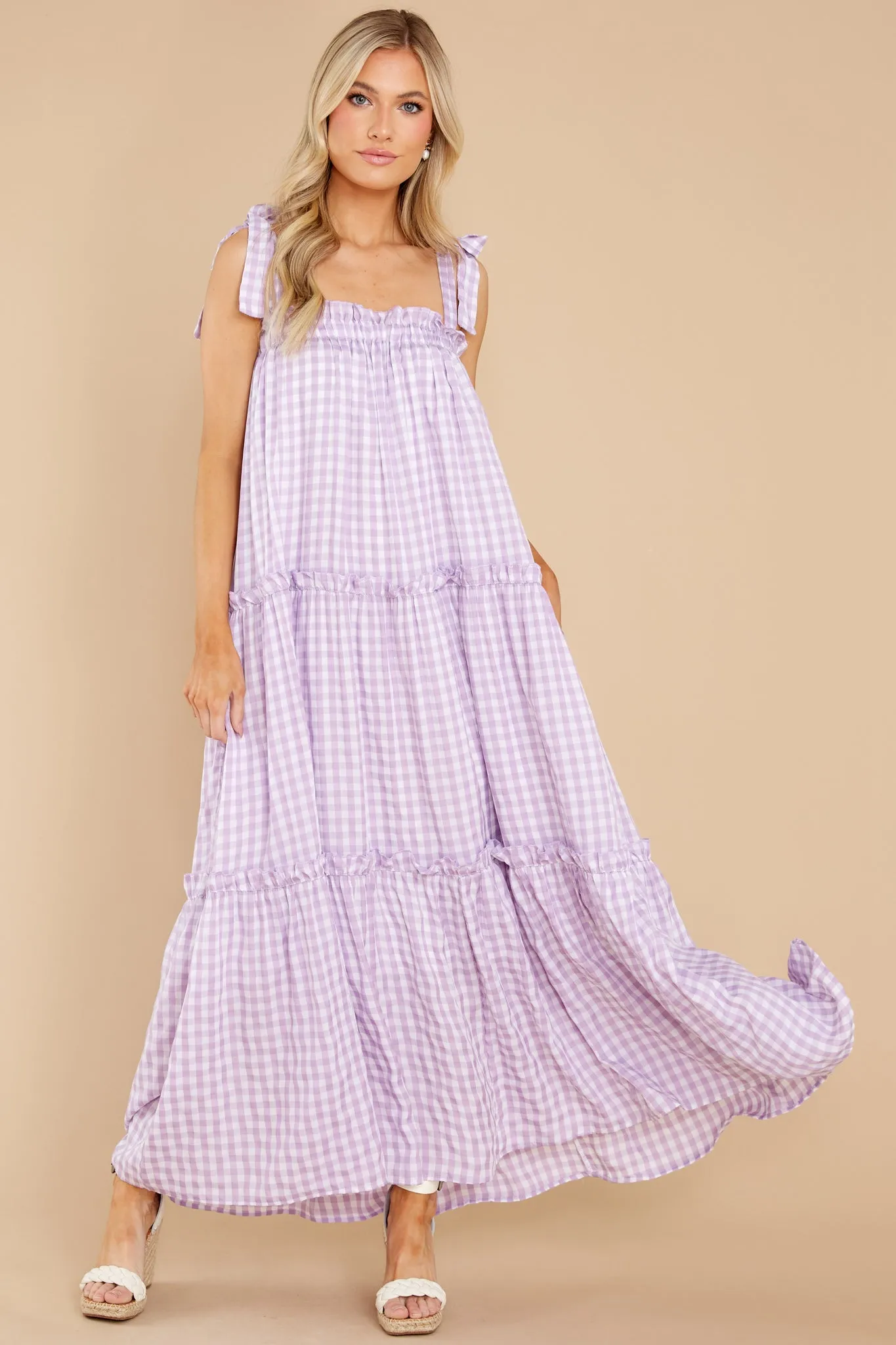 Cherished Memories Purple Gingham Maxi Dress