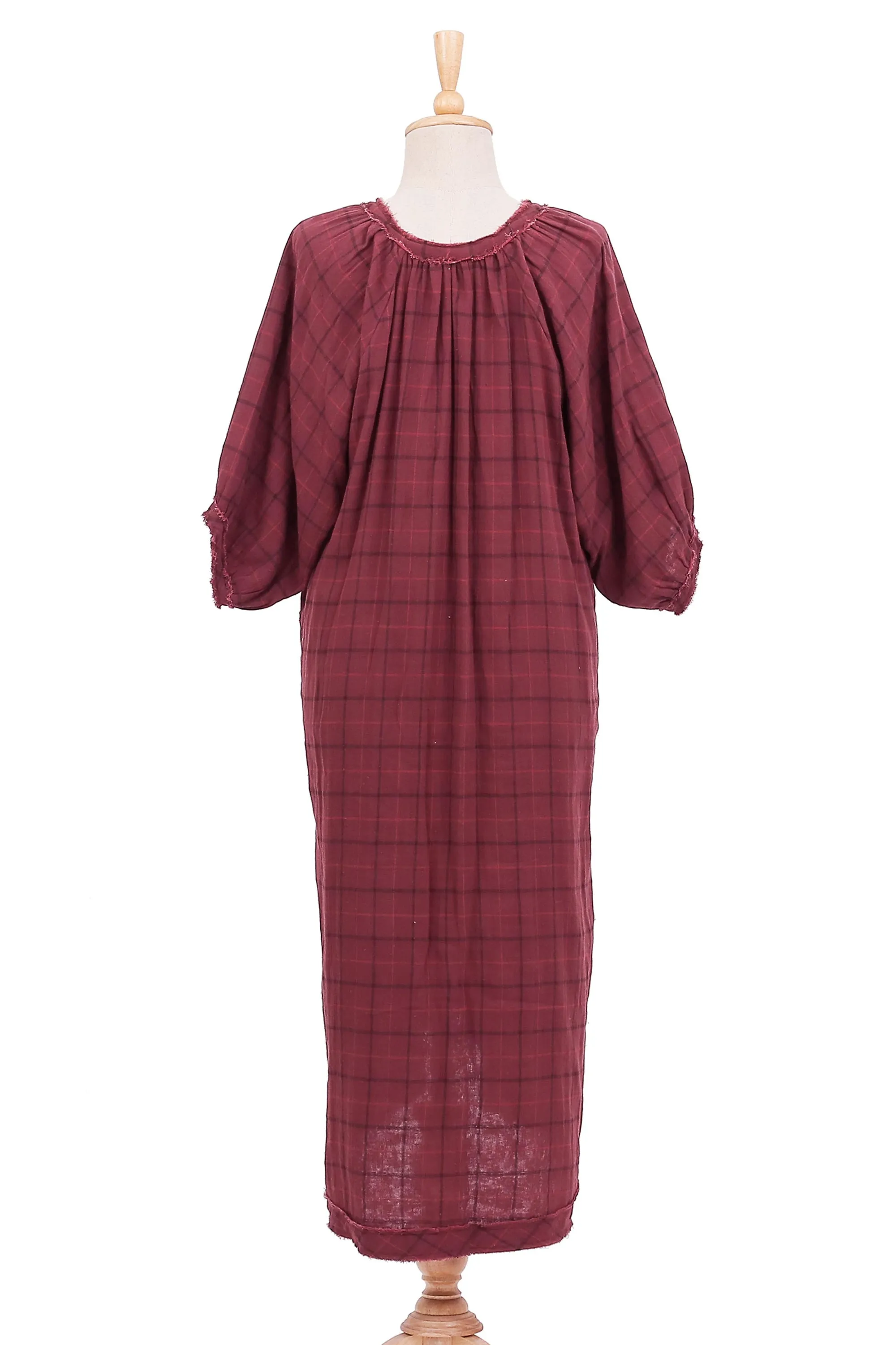 Chiang Mai Wine Burgundy Tunic-Style Dress from Thailand