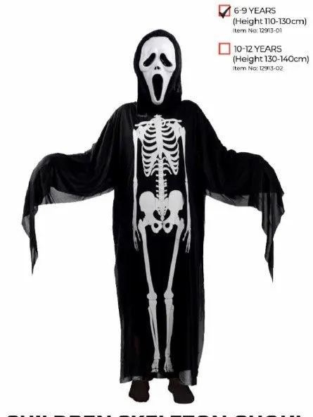 Children Halloween Skeleton Ghoul Costume