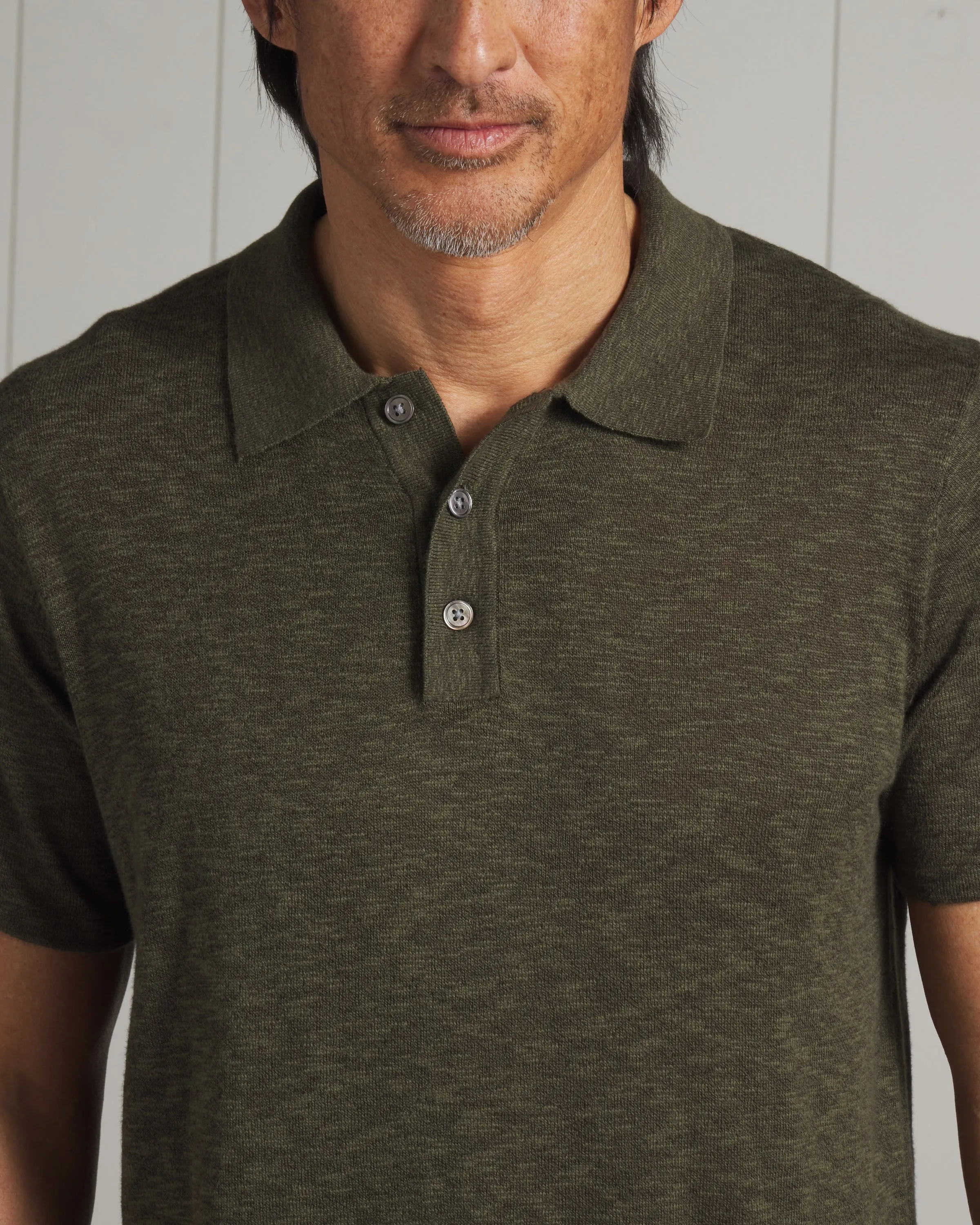 Cloud Cotton Sweater Polo - Olive