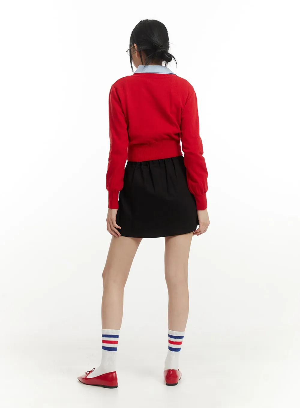 Cotton Pleated Mini Skirt IM406