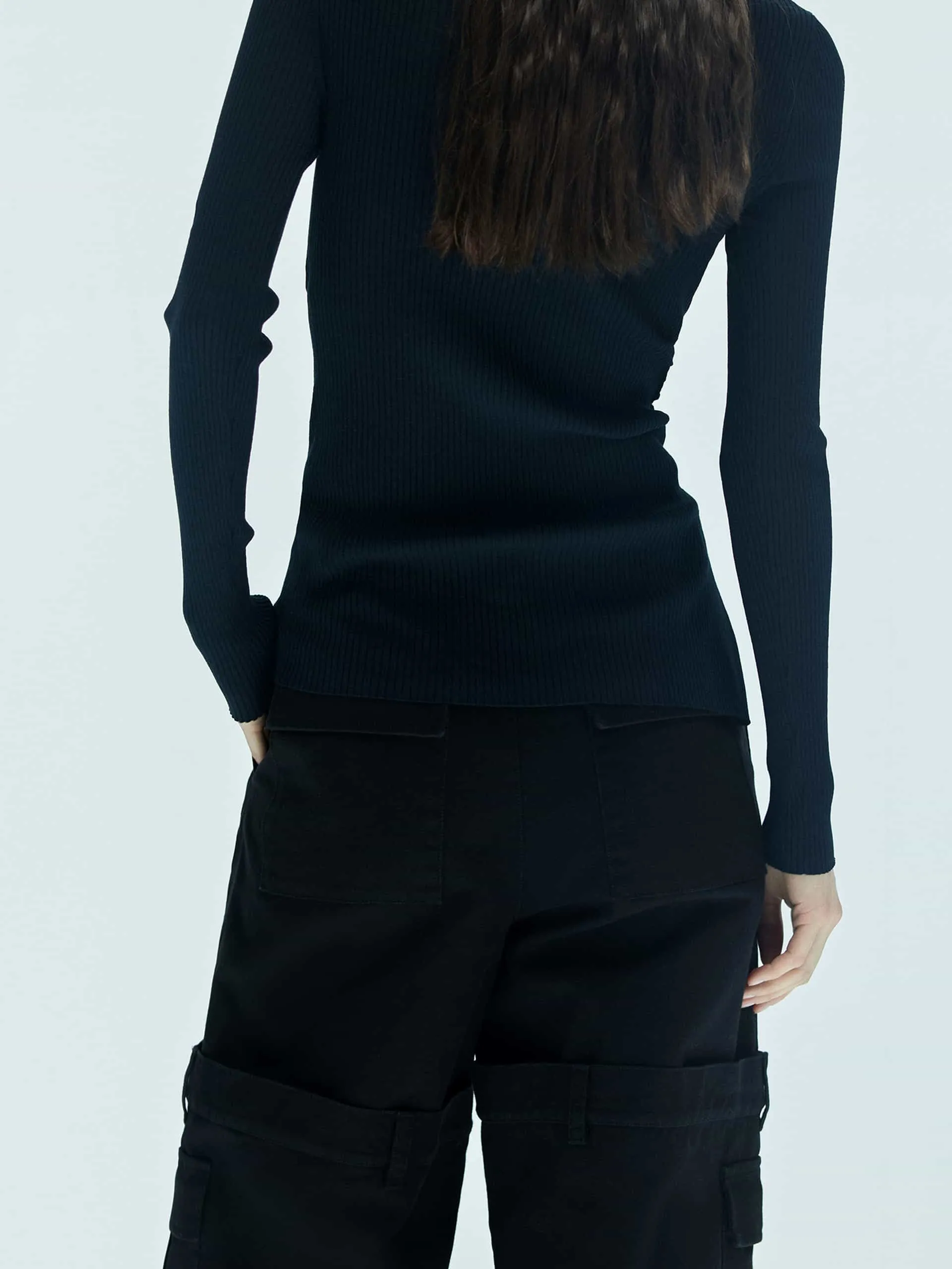 Cutout Ribbed Knit Sweater