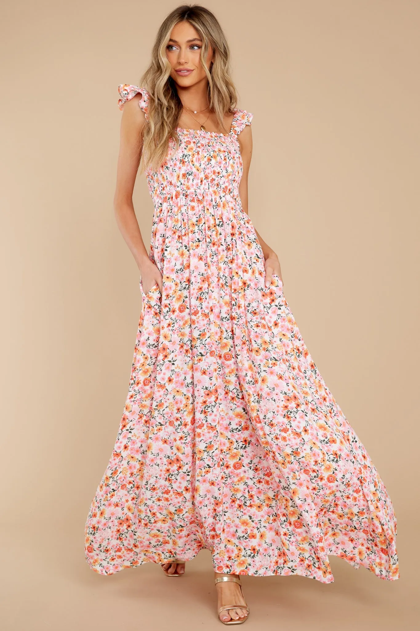 Delightful Darling Pink Multi Floral Print Maxi Dress