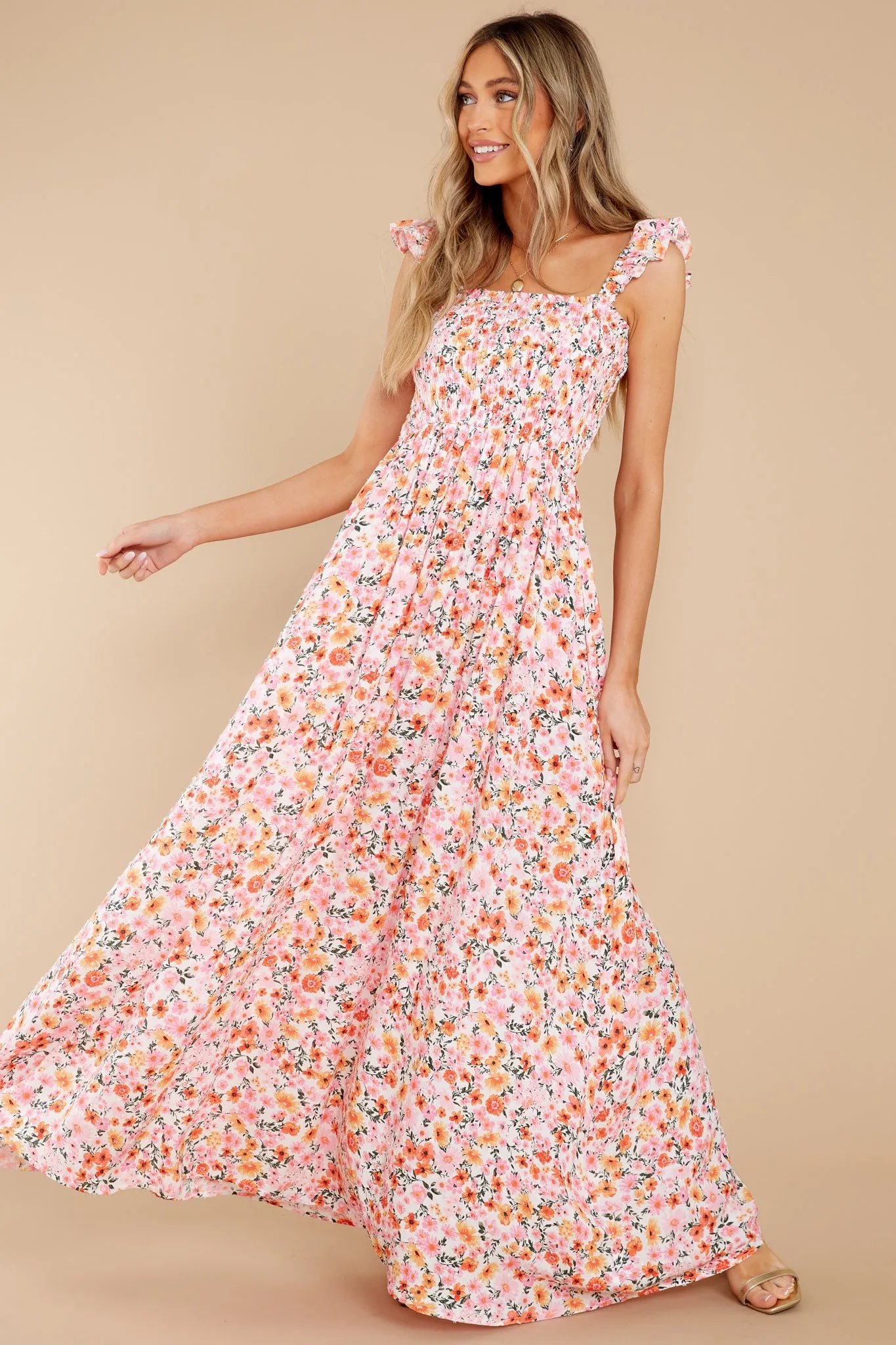 Delightful Darling Pink Multi Floral Print Maxi Dress