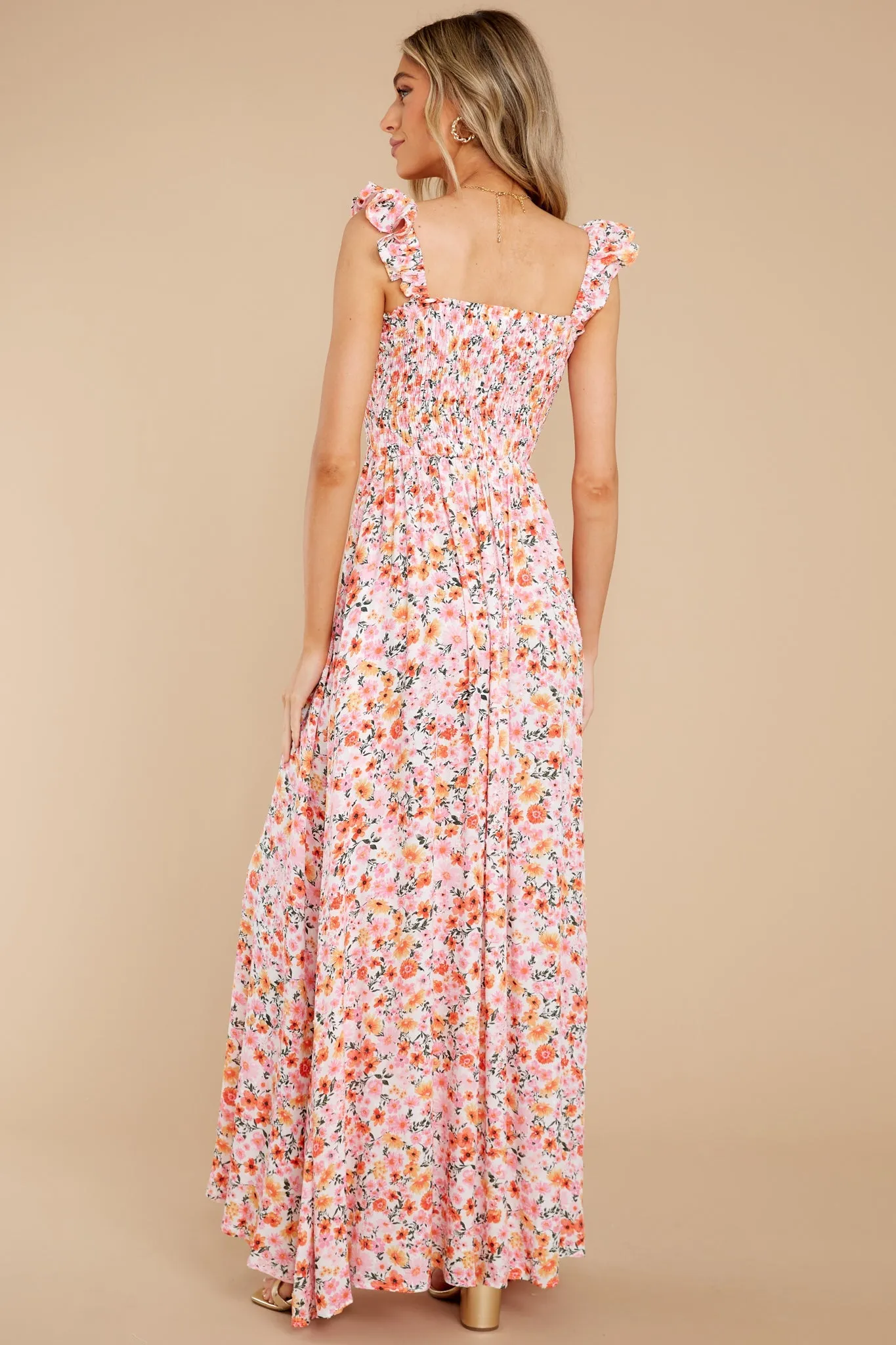 Delightful Darling Pink Multi Floral Print Maxi Dress