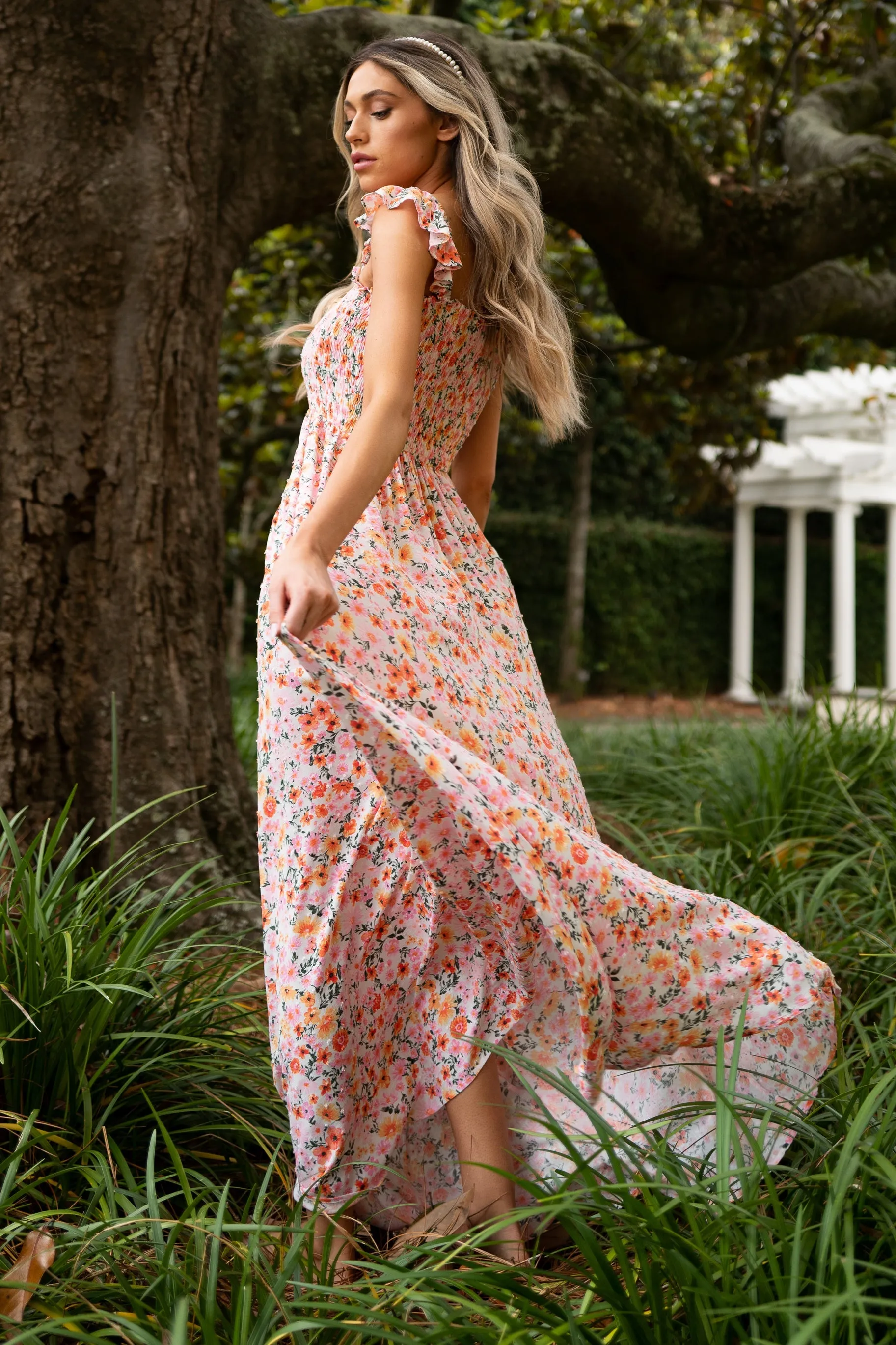 Delightful Darling Pink Multi Floral Print Maxi Dress