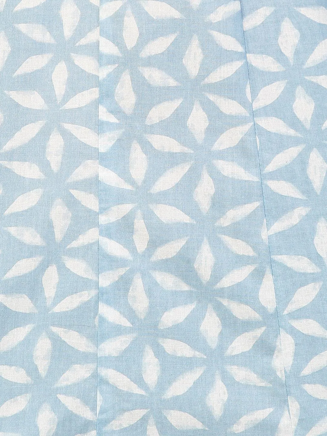 Dense Printed A-Line Dress - Powder Blue