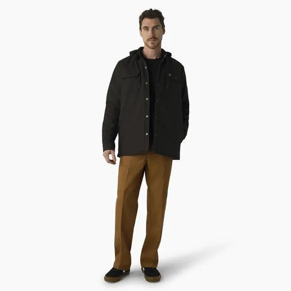 Dickies Skateboarding Canvas Shirt Jacket With Fleece Hood Black