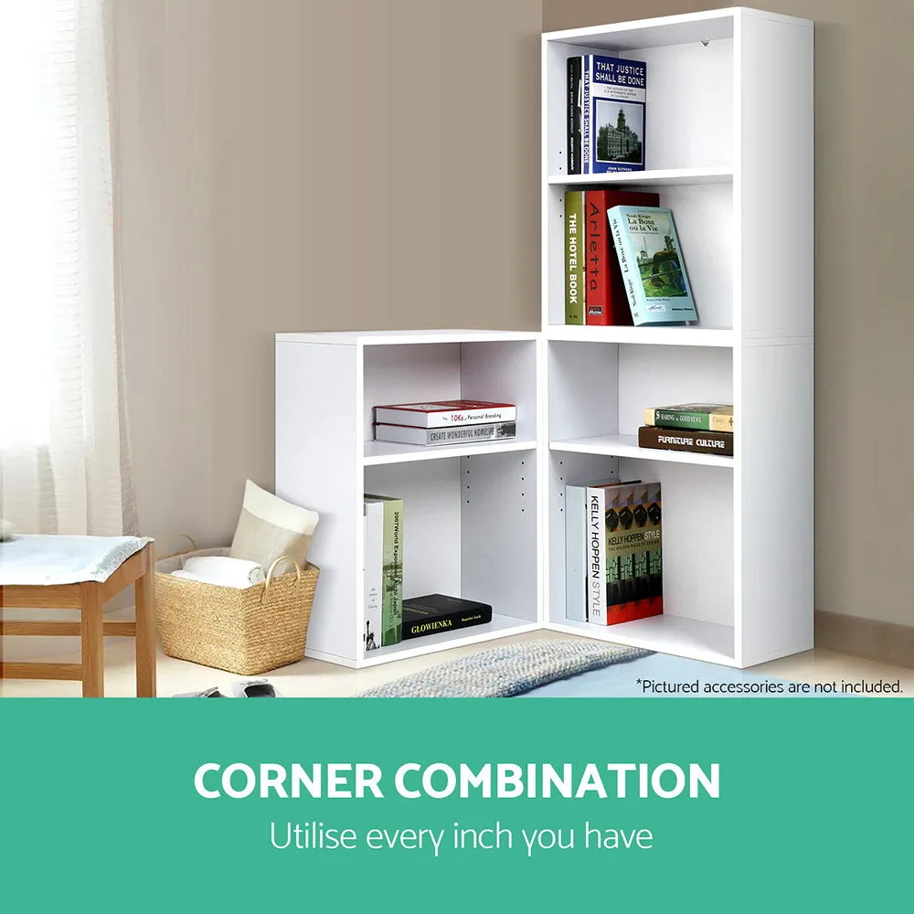 DIY Bookcase Multi Combination Unit Shelves 3 Pc Storage White